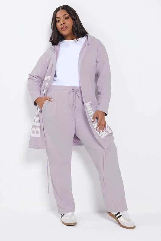 YOURS Plus Size Purple Tie Waist Joggers | Yours Clothing 6