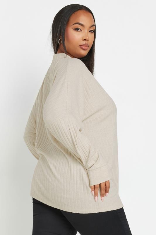 YOURS Plus Size Cream Ribbed Jumper | Yours Clothing 3