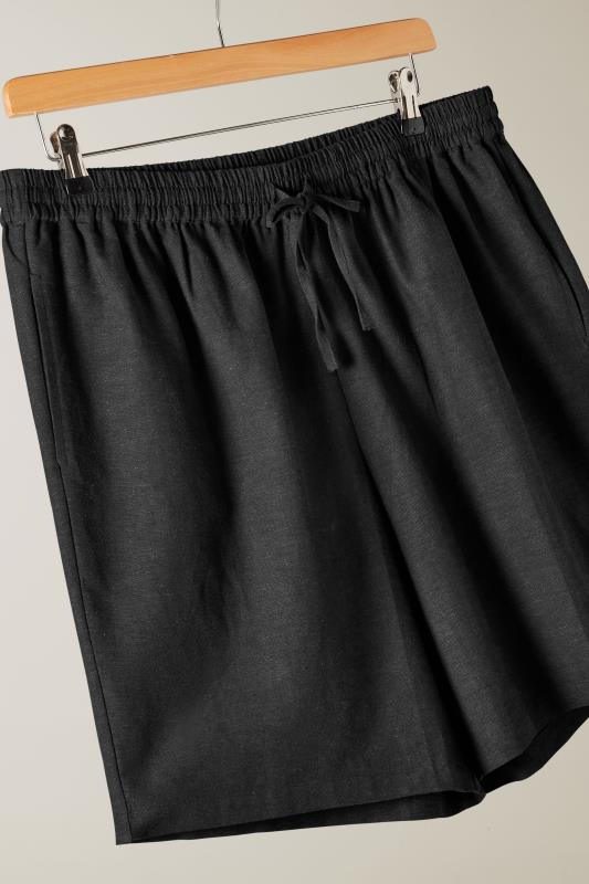 EVANS Plus Size Black Linen Pocket Shorts | Evans 7