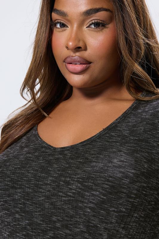 YOURS Plus Size Grey Marl Ribbed Maxi Dress | Yours Clothing 4