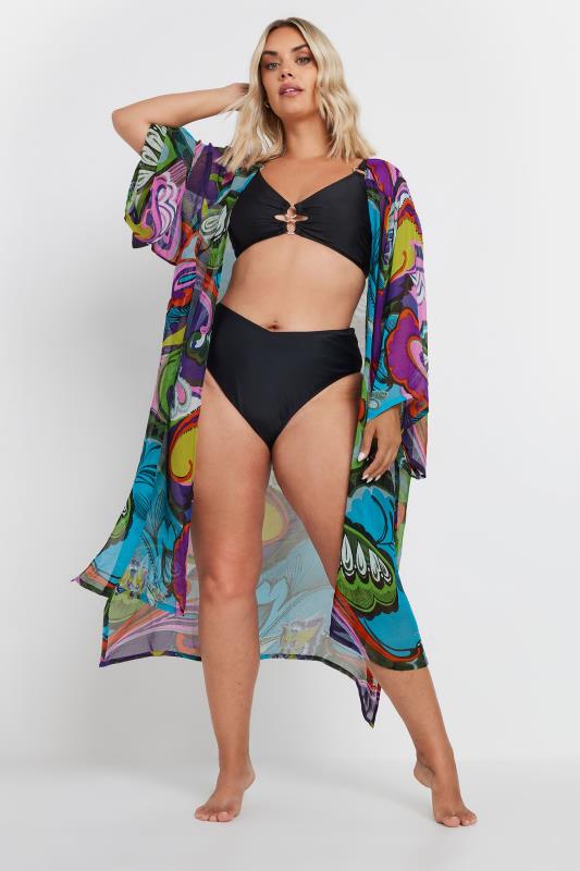 YOURS Plus Size Purple Abstract Print Beach Shirt | Yours Clothing 2