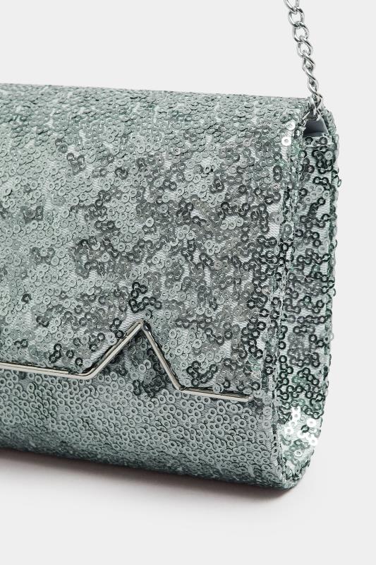 Silver Sequin Embellished Clutch Bag | Yours Clothing 6