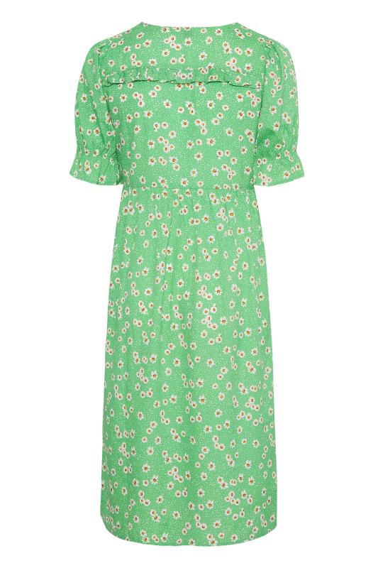 Plus Size Green Daisy Print Frill Sleeve Wrap Dress | Yours Clothing  7