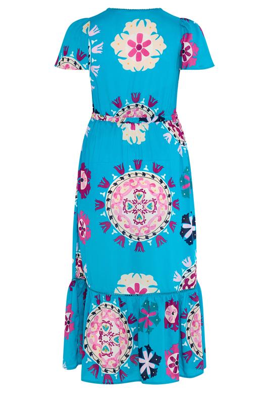 YOURS Plus Size Blue Block Print Dress | Yours Clothing 6