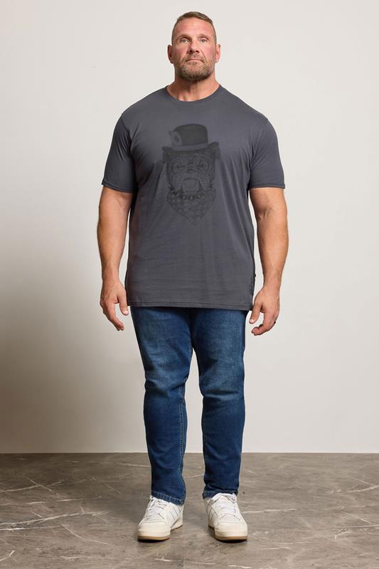 KAM Big & Tall Night Black Bulldog Graphic Print T-Shirt | BadRhino 1