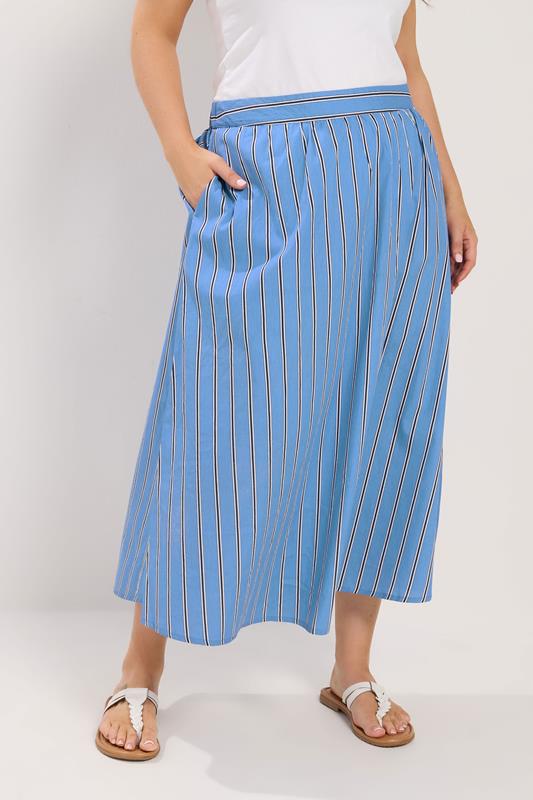  YOURS Curve Blue Stripe Midi Skirt