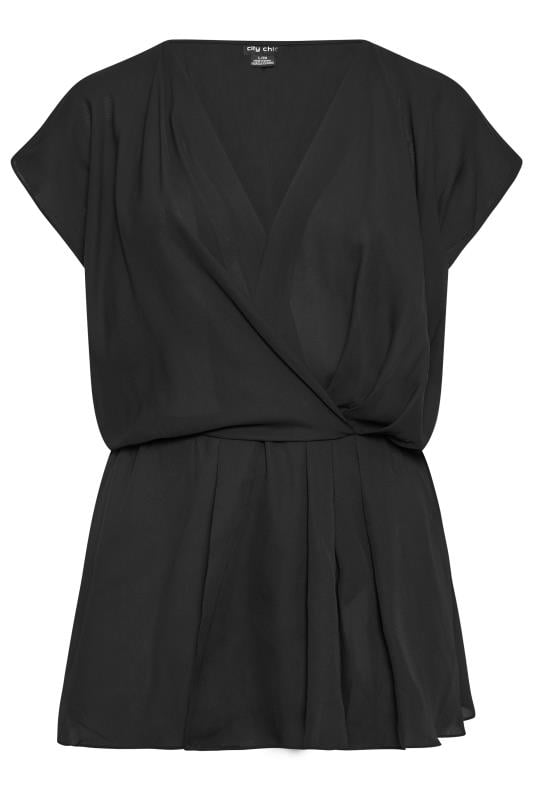 Evans Black Wrap Top | Evans