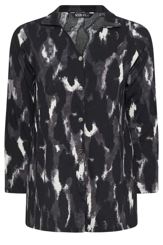 YOURS Plus Size Black Abstract Blur Print Textured Shirt | Yours Clothing  5