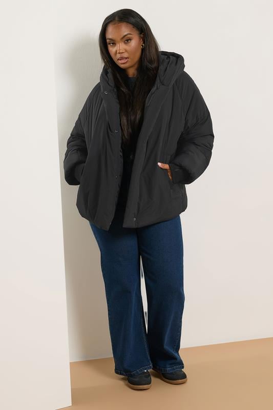 YOURS Plus Size Black Padded Coat | Yours Clothing 1
