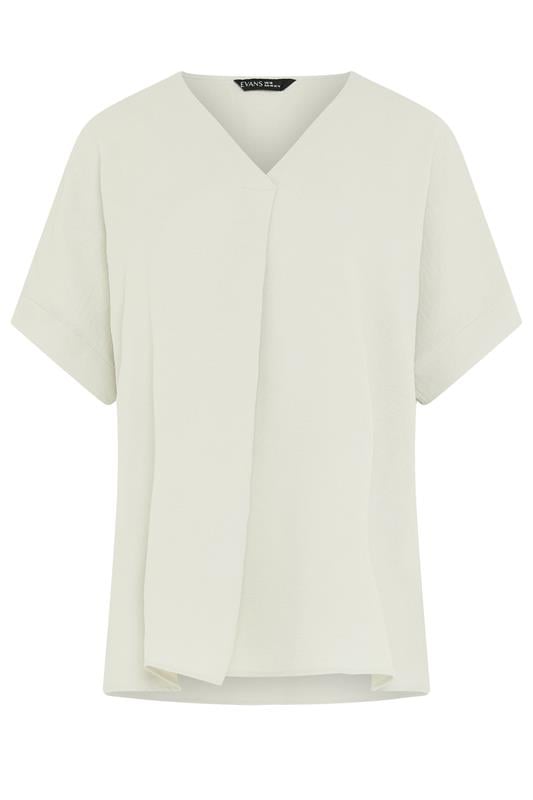 EVANS Curve Ecru White Front Pleat Blouse | Evans 5