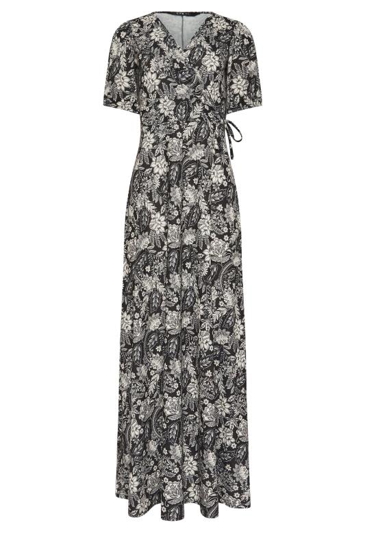 LTS Tall Women's Black Floral Paisley Print Wrap Maxi Dress | Long Tall Sally 5