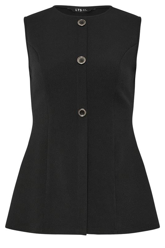 LTS Tall Women's Black Textured Button Waistcoat | Long Tall Sally 5