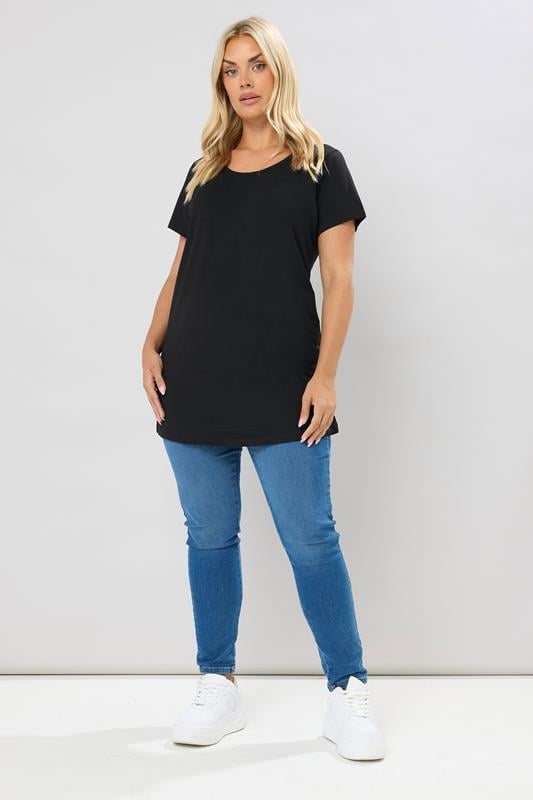YOURS Plus Size 2 PACK Black & White Longline T-Shirts | Yours Clothing  4