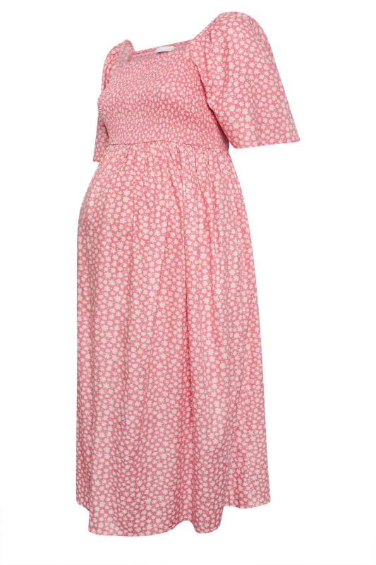 BUMP IT UP MATERNITY Plus Size Pink Floral Print Midaxi Dress | Yours Clothing 5