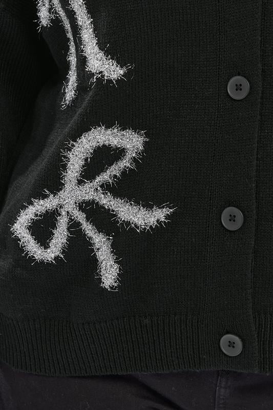 YOURS Plus Size Black Tinsel Bow Cardigan | Yours Clothing 5