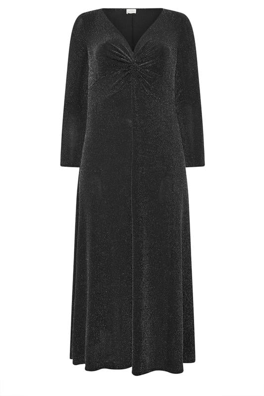 YOURS LONDON Plus Size Black Metallic Knot Front Dress | Yours Clothing 5