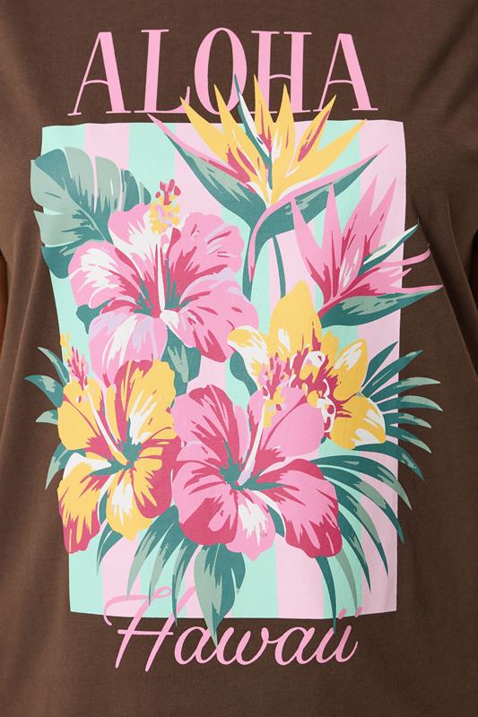 YOURS Plus Size Brown 'Aloha Hawaii' Graphic T-Shirt | Yours Clothing 4