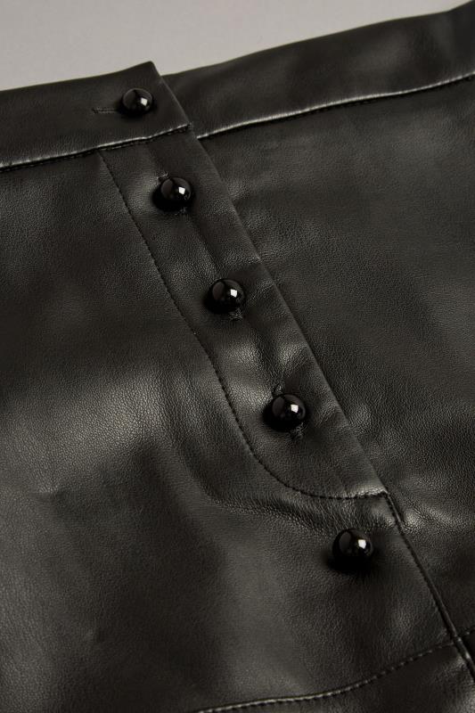 City Chic Black Vegan Leather Button Skirt 6