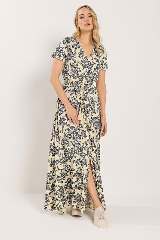 LTS Tall Women's Ivory White & Blue Ditsy Floral Button Maxi Dress | Long Tall Sally 2