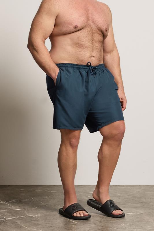 BadRhino Big & Tall Navy Blue Plain Swim Shorts