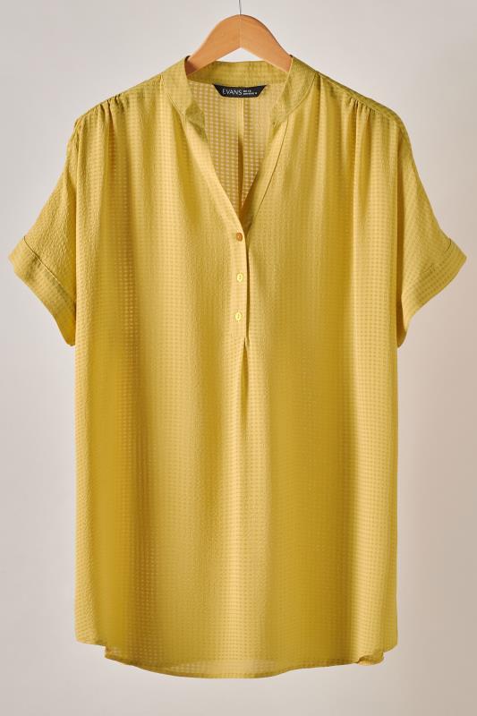 EVANS Plus Size Mustard Yellow Woven Check Blouse | Evans  5