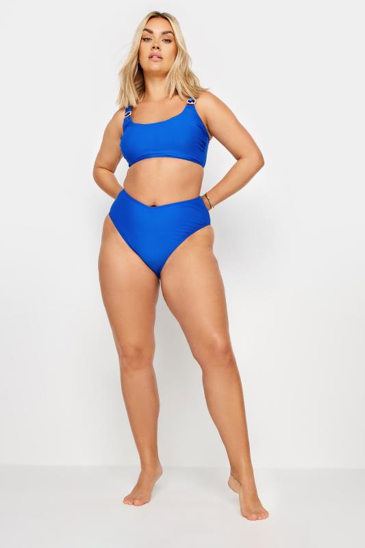 YOURS Plus Size Blue Jewel Strap Bikini Top | Yours Clothing 3