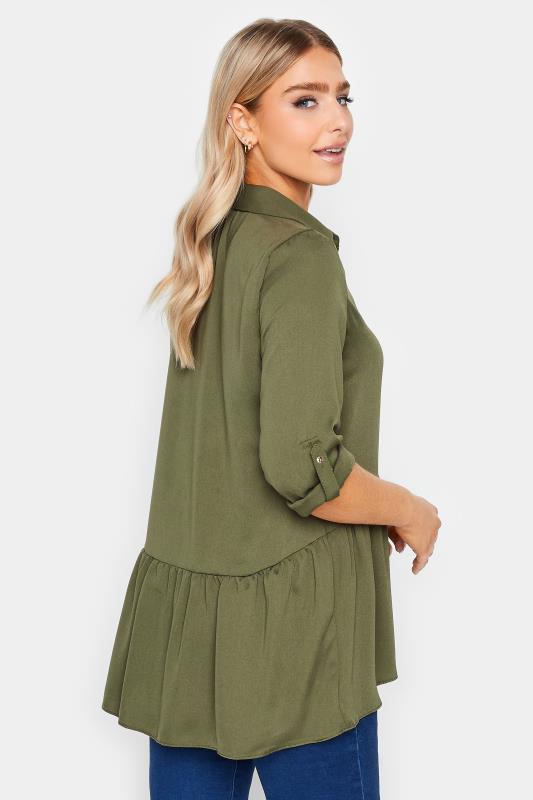 M&Co Khaki Green Frill Hem Shirt | M&Co 3