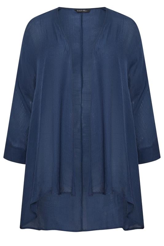 EVANS Plus Size Navy Blue Longline Cover-Up Cardigan | Evans 5