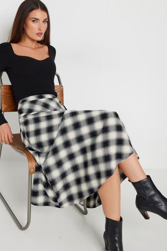 Tall  LTS Tall Black Check Print Tiered Midaxi Skirt