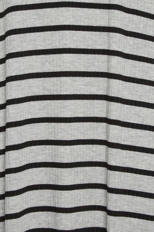 YOURS Curve Plus Size Grey Ribbed Stripe Swing Maxi Dress | Yours Clothing  5