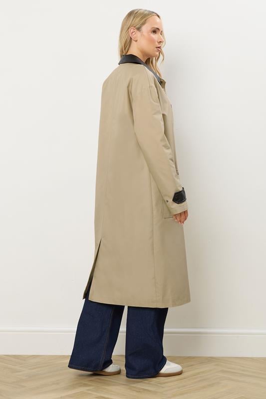 LTS Tall Stone Brown Cotton Longline Car Coat | Long Tall Sally 4