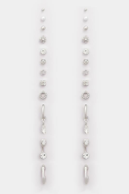 YOURSET 12 PACK Silver Tone Diamante Mixed Earring Set