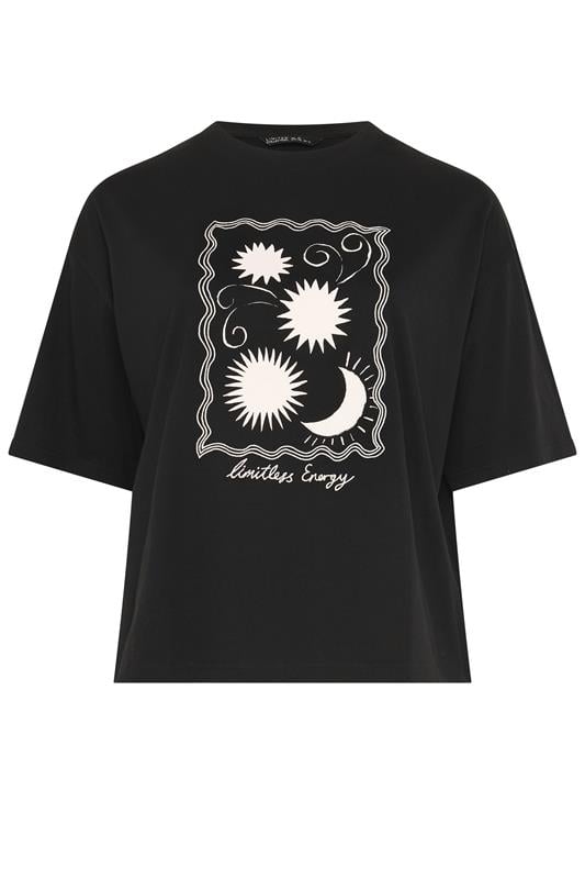 LIMITED COLLECTION Plus Size Black Embroidered Sun Graphic T-Shirt | Yours Clothing 5