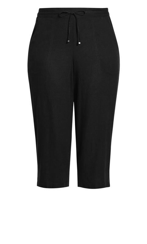 Linen Blend Crop Black Trouser 5