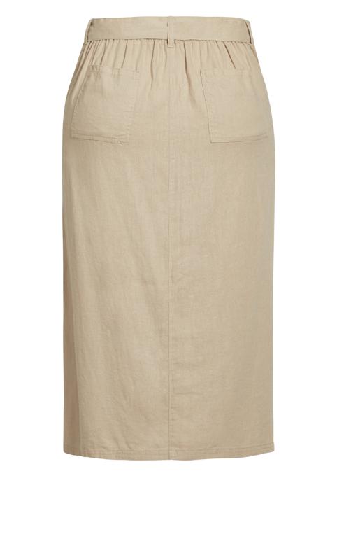Linen Blend Neutral Midi Skirt 4