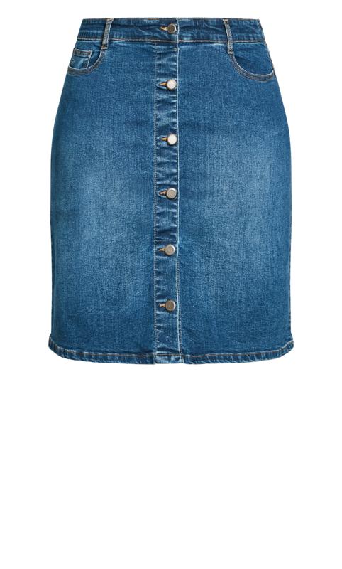 Button Through Mid Wash Denim Skirt 3