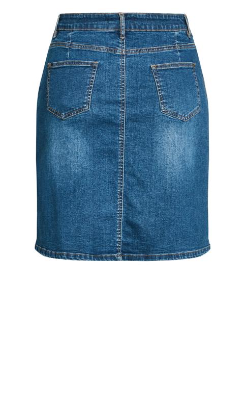 Button Through Mid Wash Denim Skirt 4
