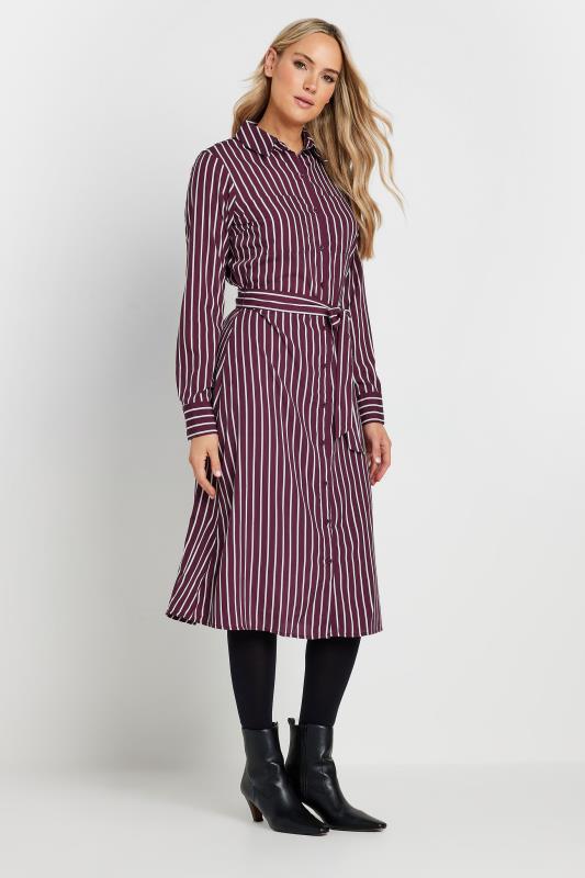 LTS Tall Burgundy Red Striped Long Sleeve Shirt Dress | Long Tall Sally 5