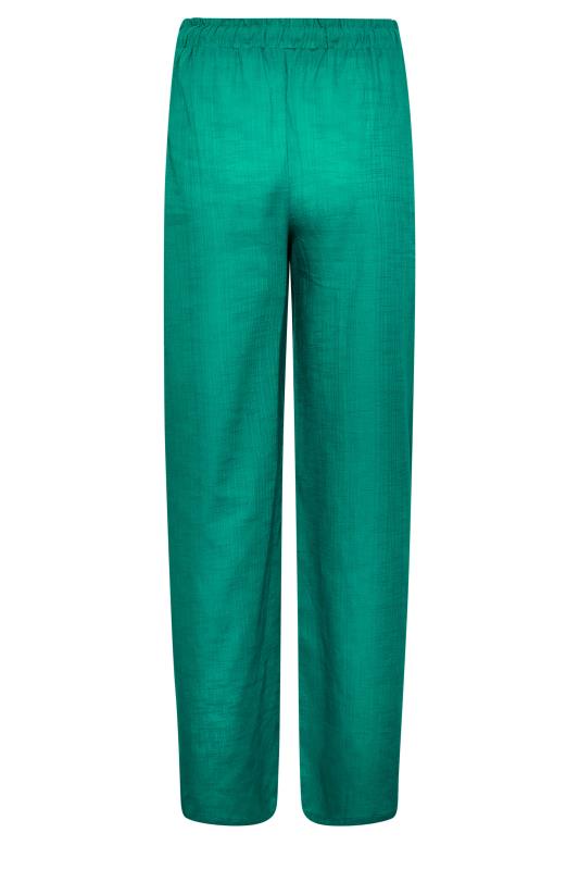 LTS Tall Women's Green Cotton Wide Leg Beach Trousers | Long Tall Sally 6