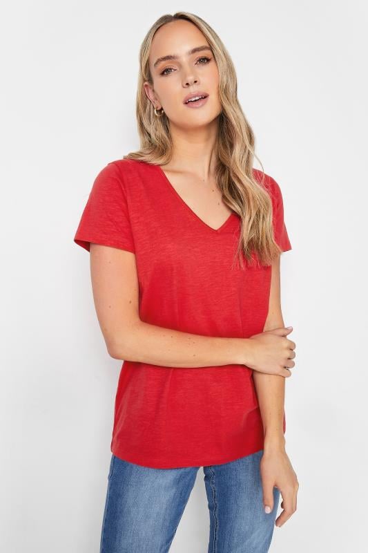 LTS Tall Women's Red V-Neck T-Shirt | Long Tall Sally 1