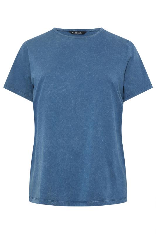 YOURS Plus Size Blue Acid Wash T-Shirt | Yours Clothing  5