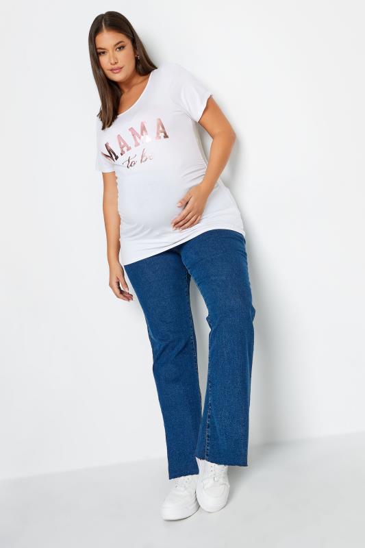 BUMP IT UP MATERNITY Plus Size White 'Mama To Be' Slogan T-shirt | Yours Clothing 2