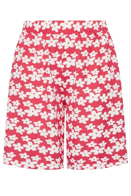 YOURS Plus Size Pink & White Floral Print Pull On Shorts | Yours Clothing 5
