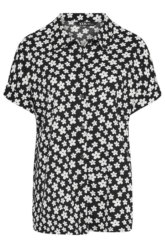 YOURS Plus Size Black Floral Print Short Sleeve Shirt | Yours Clothing 5