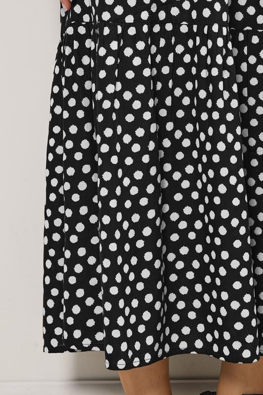 LTS Tall Women's Black Polka Dot Print Tiered Smock Dress | Long Tall Sally 4