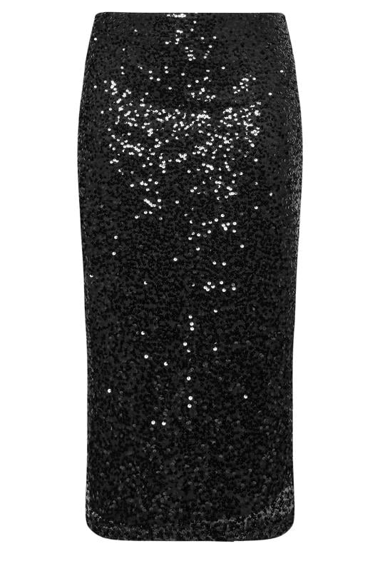 YOURS LONDON Plus Size Black Sequin Embellished Maxi Skirt | Yours Clothing  1