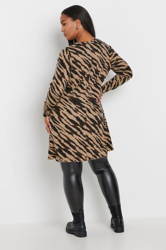 YOURS Plus Size Brown Zebra Print Lettuce Edge Tunic Top | Yours Clothing 3