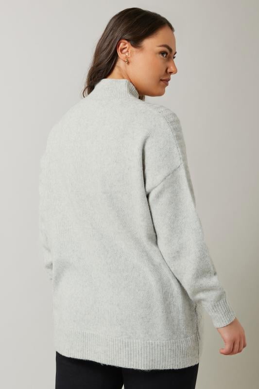 EVANS Plus Size Light Grey Knitted High Neck Jumper | Evans  5