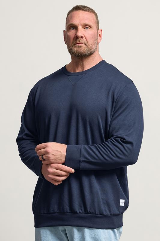 JACK & JONES Navy Blue Crew Sweatshirt | BadRhino 1
