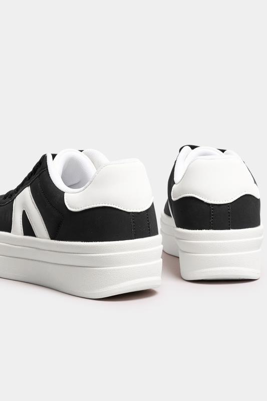 Black Retro Platform Trainers In Wide E Fit | Yours Clothing  4